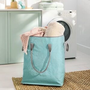 NEVER USED Brightroom Pewter Aqua Storage Bag Collapsible Wheels Rolling Tote